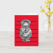 Russisch Doll zwart en wit Kaart (Gele Bloem)