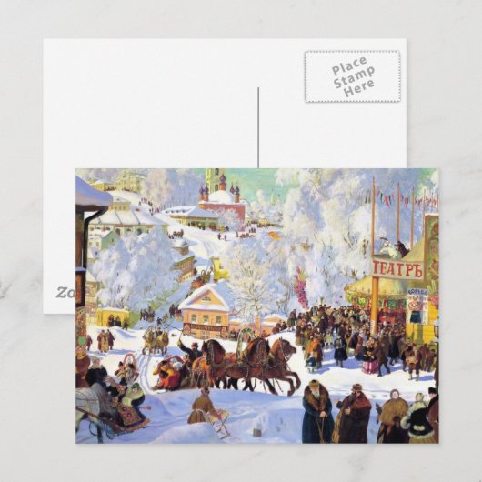 Russisch dorp in de winter briefkaart (Voorkant / Achterkant)