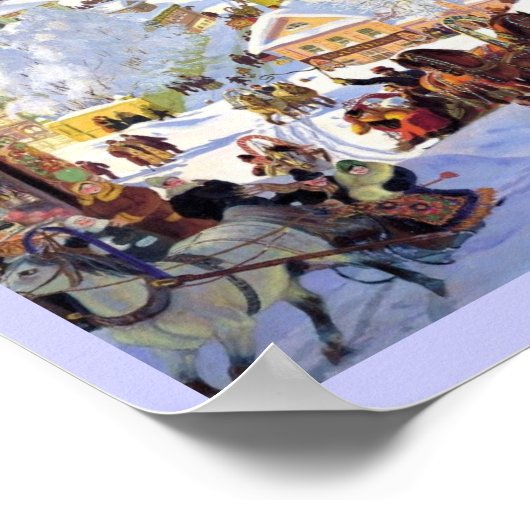 Russisch dorp in de winter poster (Hoek)