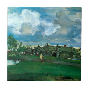 Russisch dorp Valentin Serov Tegeltje