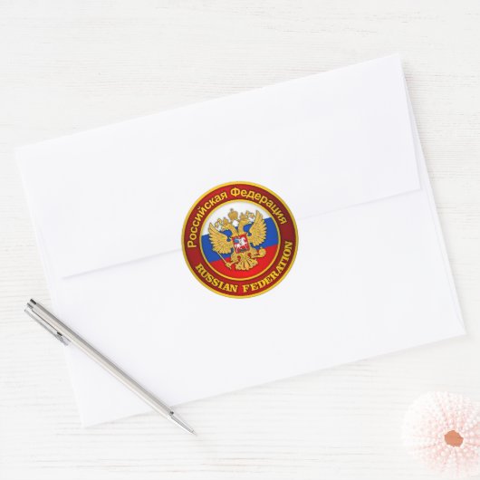 Russisch Embleem Ronde Sticker (Envelop)