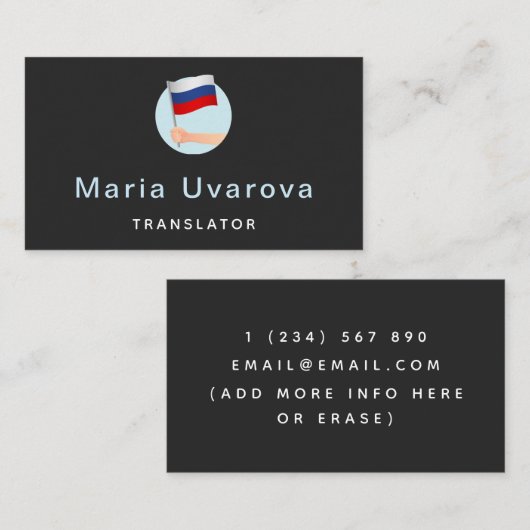 Russisch Engels Vertaler Taal Tolk Visitekaartje (Voorkant / Achterkant)
