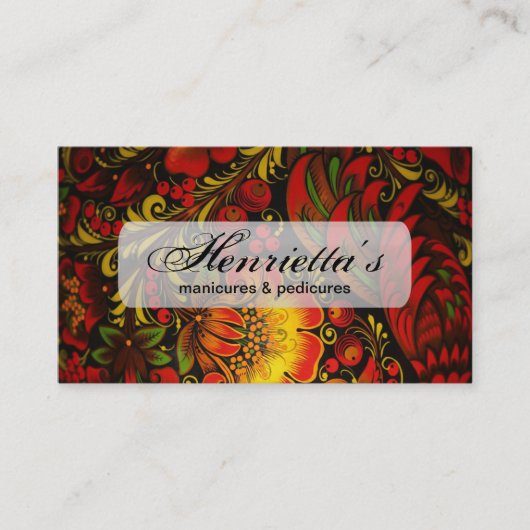 Russisch  fijn bloemmotief visitekaartje (Voorkant)