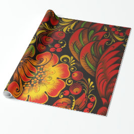 Russisch  fijn khokhloma bloemenpatroon cadeaupapier