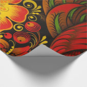 Russisch  fijn khokhloma bloemenpatroon cadeaupapier (Hoek)