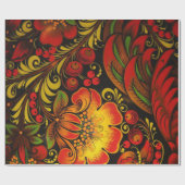 Russisch  fijn khokhloma bloemenpatroon cadeaupapier (Vlak)