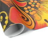 Russisch  fijn khokhloma bloemenpatroon cadeaupapier (Rol Hoek)