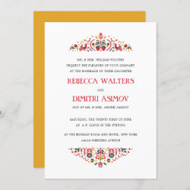 Russisch Folk Art Khokhloma Flower Formal Wedding Kaart