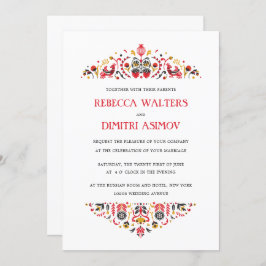 Russisch Folk Art Khokhloma Flower Wedding Invita Kaart