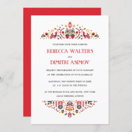 Russisch Folk Art Khokhloma Flower Wedding Invita Kaart