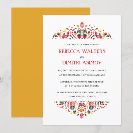 Russisch Folk Art Khokhloma Flower Wedding Invita Kaart