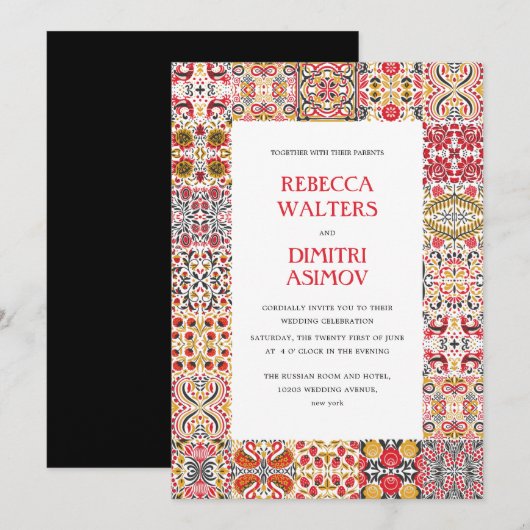 Russisch Folk Art Khokhloma-grenshuwelijk Kaart (Voorkant / Achterkant)