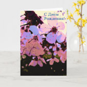 Russisch Gelukkige Verjaardagskaart met Kersenbloe Kaart (Gele Bloem)