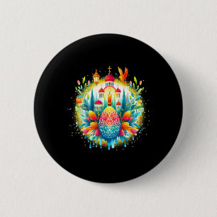 Russisch Griekse Byzantijns-Orthodoxe Kruis Hij Is Ronde Button 5,7 Cm