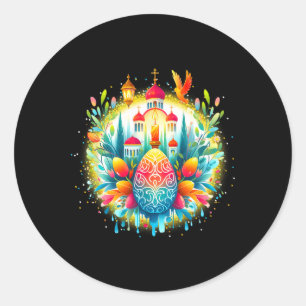 Russisch Griekse Byzantijns-Orthodoxe Kruis Hij Is Ronde Sticker