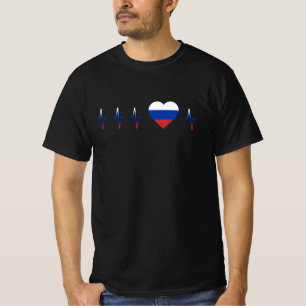 Russisch hartslag Ik hou van Russisch vlaggenland T-shirt