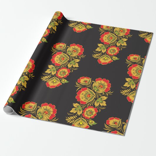 Russisch hohloma-pakpapier cadeaupapier (Uitgerold)