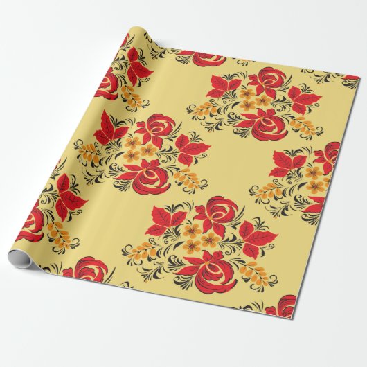Russisch hohloma-pakpapier cadeaupapier (Uitgerold)