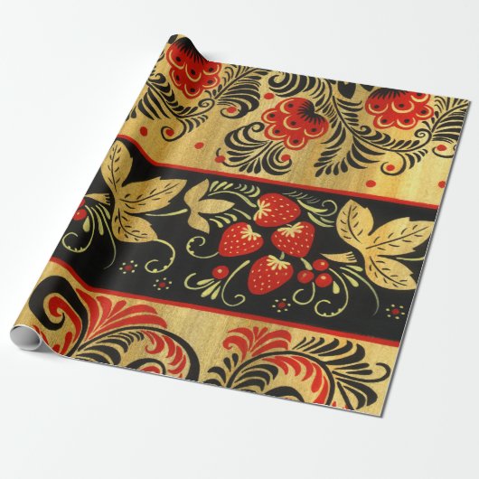 Russisch hohloma-pakpapier cadeaupapier (Uitgerold)