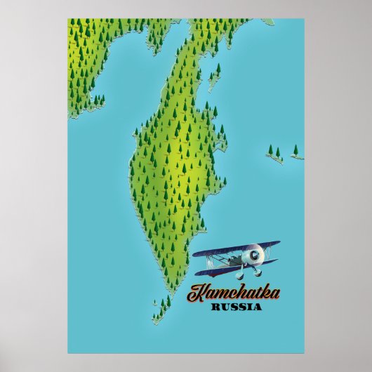 Russisch Kamchatka-schiereiland: reiskaart. Poster (Voorkant)