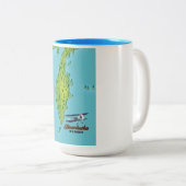 Russisch Kamchatka-schiereiland: reiskaart. Tweekleurige Koffiemok (Voorkant rechts)