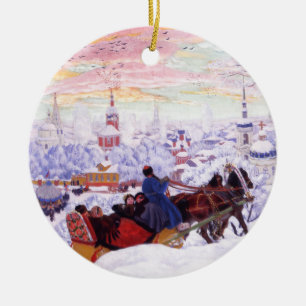 Russisch kerstcadeautje voor aangepaste kunst keramisch ornament