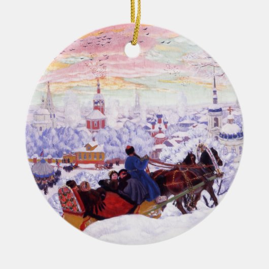 Russisch kerstcadeautje voor aangepaste kunst keramisch ornament (Voorkant)