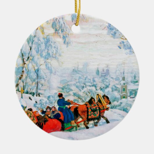 Russisch kerstcadeautje voor aangepaste kunst keramisch ornament (Voorkant)