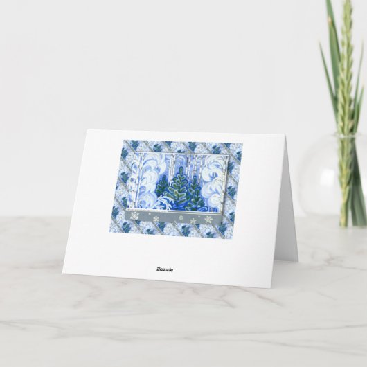  Russisch kerstfeest, bomen in het bos Feestdagen Kaart (Achterkant)