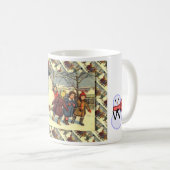 Russisch kerstfeest, een sneeuwman thuis brengen Koffiemok (Voorkant rechts)