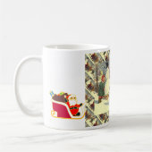 Russisch kerstfeest, een sneeuwman thuis brengen Koffiemok (Links)