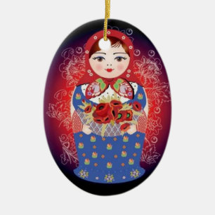 Russisch kerstfeest met Doll - "Elena" Keramisch Ornament
