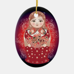 Russisch kerstfeest met Doll - "Ludmila" Keramisch Ornament