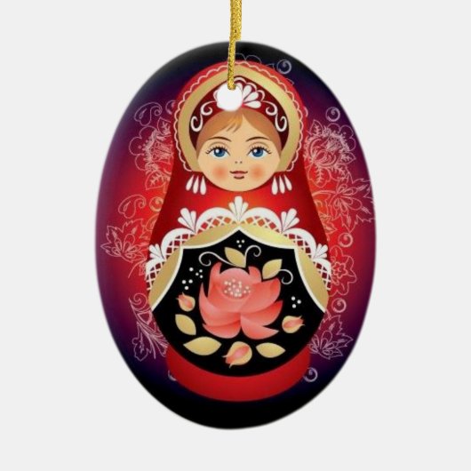 Russisch kerstfeest met Doll - "Natalya" Keramisch Ornament (Voorkant)