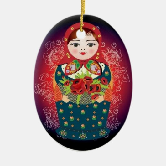 Russisch kerstfeest met Doll - "Sophia" Keramisch Ornament (Voorkant)