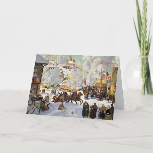 Russisch kerstkaartje voor sneeuwscène feestdagen kaart (Voorkant)