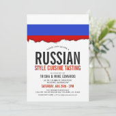 Russisch keuken | Flag White Invite Kaart (Staand voorkant)