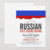 Russisch keuken | Flag White Invite Kaart (Voorkant / Achterkant)