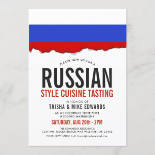 Russisch keuken   Flag White Invite Kaart