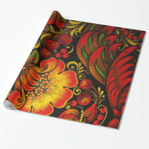 Russisch  Khokhloma Floral Pattern Cadeaupapier