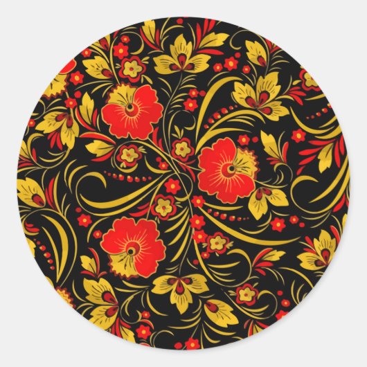 Russisch khokhloma ronde sticker (Voorkant)