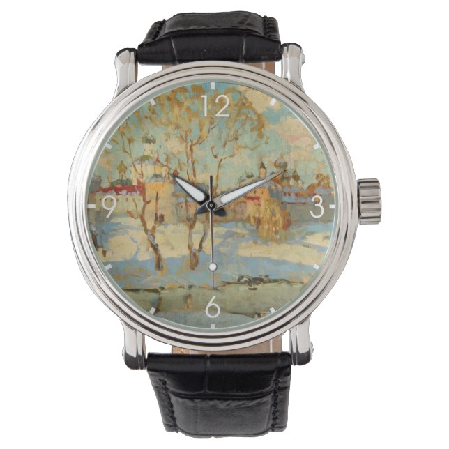Russisch klooster in wintersneeuw horloge (Voorkant)