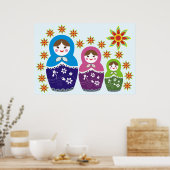 Russisch Matryoshka Doll in Posters voor zonnebloe (Keuken)