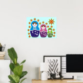Russisch Matryoshka Doll in Posters voor zonnebloe (Thuiskantoor)