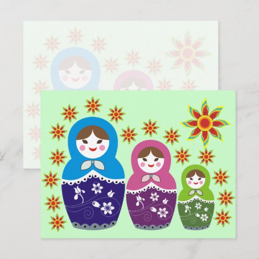 Russisch Matryoshka Dolls Briefkaarten (Voorkant / Achterkant)