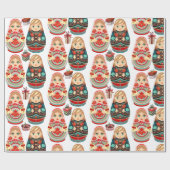 Russisch Matryoshka Dolls Dhr. & Mrs. roze marine  Cadeaupapier (Vlak)
