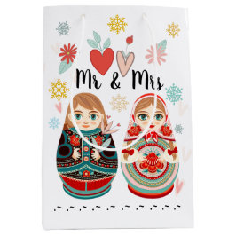 Russisch Matryoshka Dolls Mr & Mrs Personalized Medium Cadeauzakje