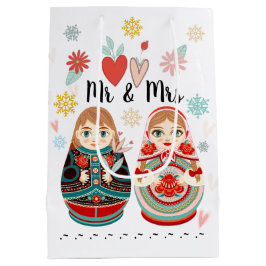 Russisch Matryoshka Dolls Mr & Mrs Personalized Medium Cadeauzakje