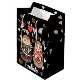 Russisch Matryoshka Dolls Mr & Mrs Snowflakes Medium Cadeauzakje
