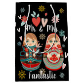 Russisch Matryoshka Dolls Mr & Mrs Snowflakes Medium Cadeauzakje (Voorkant)
